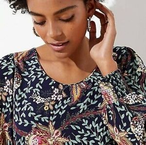 LOFT Forever Navy Floral Prints Blouse Size- Sp